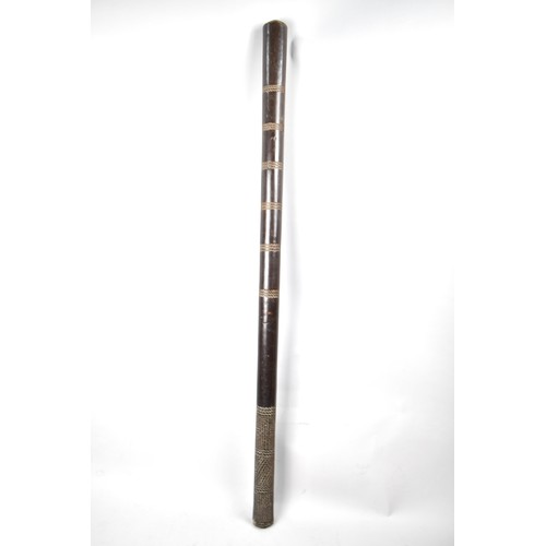 70 - A Polynesian Akau Povai Ironwood Pole Club of Cylindrical Form Having Zig Zag Decorative Carving, Pe... 