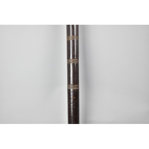 70 - A Polynesian Akau Povai Ironwood Pole Club of Cylindrical Form Having Zig Zag Decorative Carving, Pe... 