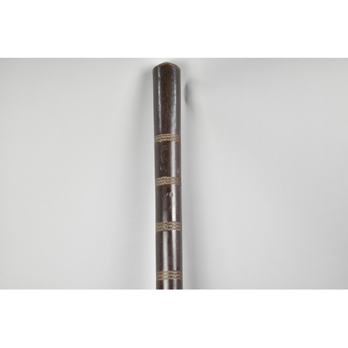 70 - A Polynesian Akau Povai Ironwood Pole Club of Cylindrical Form Having Zig Zag Decorative Carving, Pe... 