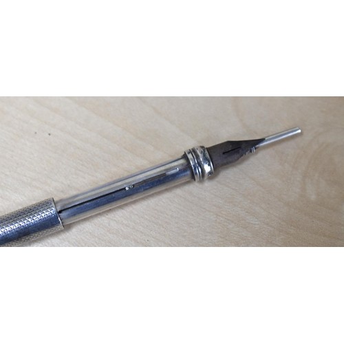 348 - A Silver Sliding Pencil and Pen by V & J, Chester 1889 with Loop for Chain