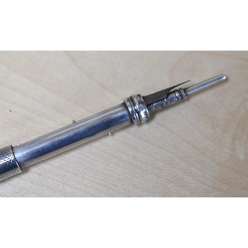 348 - A Silver Sliding Pencil and Pen by V & J, Chester 1889 with Loop for Chain