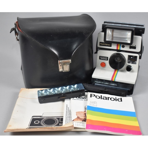 111 - A Vintage Leather Cased Polaroid Land Camera, Polatronic 1000