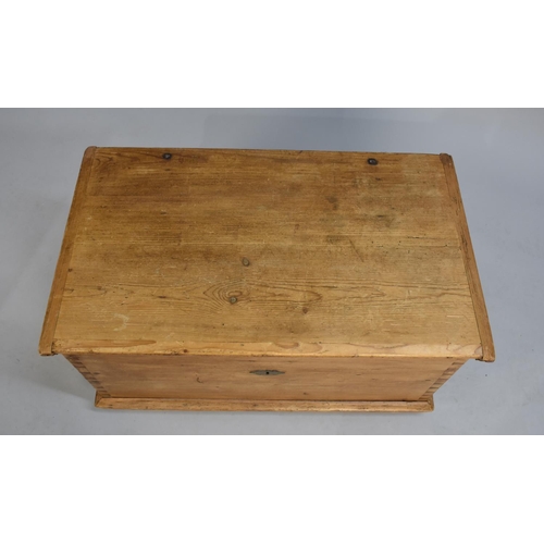 113 - A Mid 20th Century Stained Pine Lift Top Blanket/Tool Box, 80cms Wide