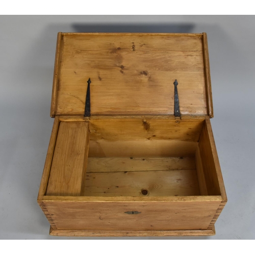 113 - A Mid 20th Century Stained Pine Lift Top Blanket/Tool Box, 80cms Wide