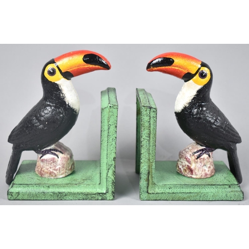 115 - A Pair of Modern Cold Painted Cast Metal Guinness Bookends in the Form of Toucans, 15cms High, Plus ... 