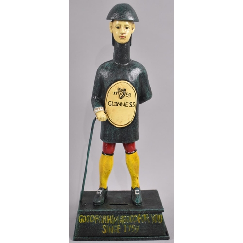 116 - A Reproduction Cast Metal Guinness Bar Top Charity Box in the Form of Soldier with Stick, 35cms High... 