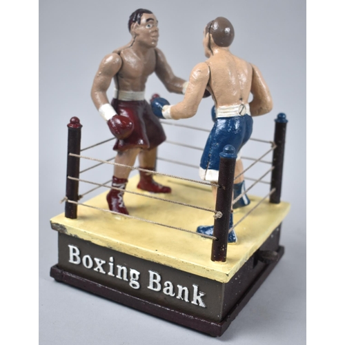 127 - A Reproduction Cast Metal American Novelty Money Bank, The Boxing Bank, Working Order, 14cms Square,... 