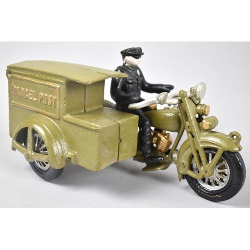 129 - A Reproduction Cast Metal Study of an American Parcel Post Motorcycle and Sidecar, 24cms Long, Plus ... 