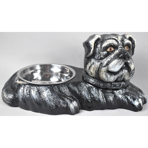 138 - A Modern Cast Metal Cold Painted Dog Bowl in the Form of a Reclining Dog, 35cms Wide Plus VAT