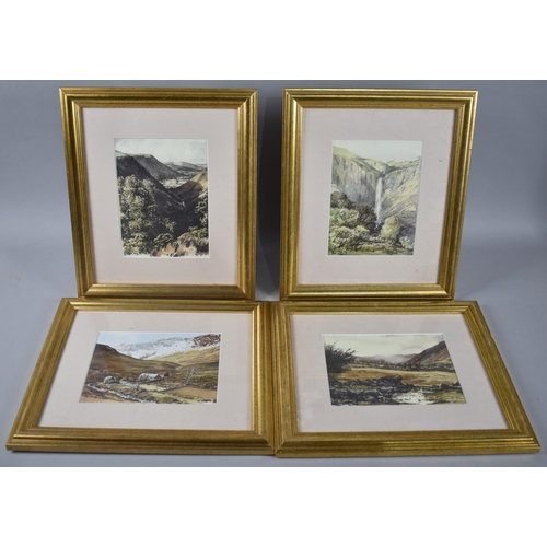 180 - A Collection of Four Gilt Framed Watercolours Depicting Moorland Landscapes, Each 19x15cm