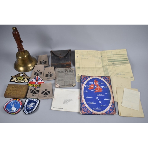 185 - A Collection of Various Military and Girl Guide Items to include Hand Bell, Morse Code Key, Badges, ... 