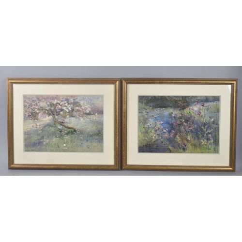 189 - WITHDRAWN. A Pair of Framed Watercolours Signed E Horsfall-Ertz 1904, 37x27cms