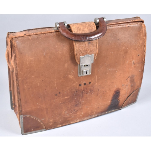 203 - A Vintage Leather Briefcase, Monogrammed RKP