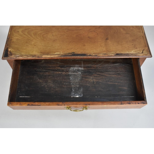 21 - An Edwardian String Inlaid Mahogany Side Table with Single Long Drawer on Square Supports with Inner... 