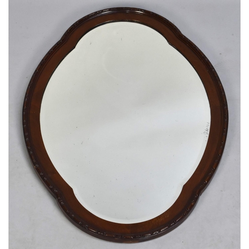 224 - A Mid 20th Century Mahogany Framed Oval Wall Mirror, 82cms Wide