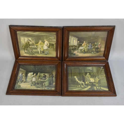 226 - A Set of Four Edwardian Oak Framed  Prints after Dovaston, 44cms by 34cms