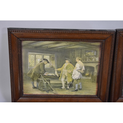 226 - A Set of Four Edwardian Oak Framed  Prints after Dovaston, 44cms by 34cms