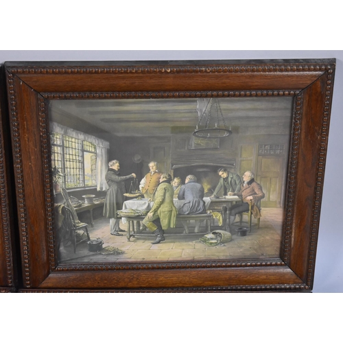 226 - A Set of Four Edwardian Oak Framed  Prints after Dovaston, 44cms by 34cms