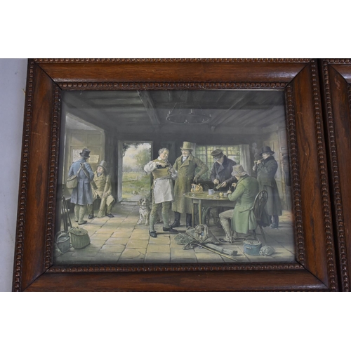 226 - A Set of Four Edwardian Oak Framed  Prints after Dovaston, 44cms by 34cms