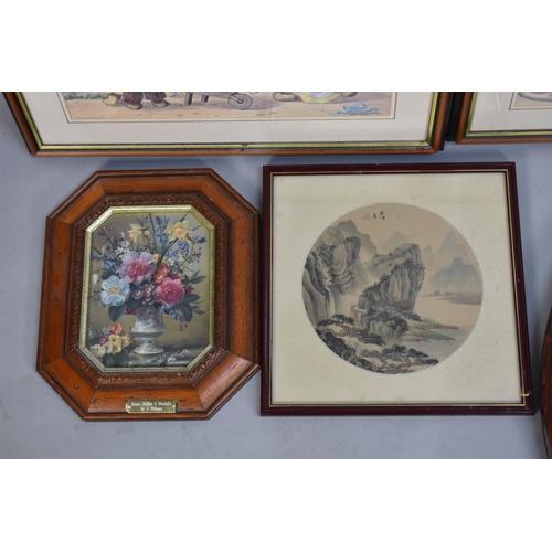 229 - A Pair of Doreen Edmond Teddybear Prints together with an Oval Mirror Etc