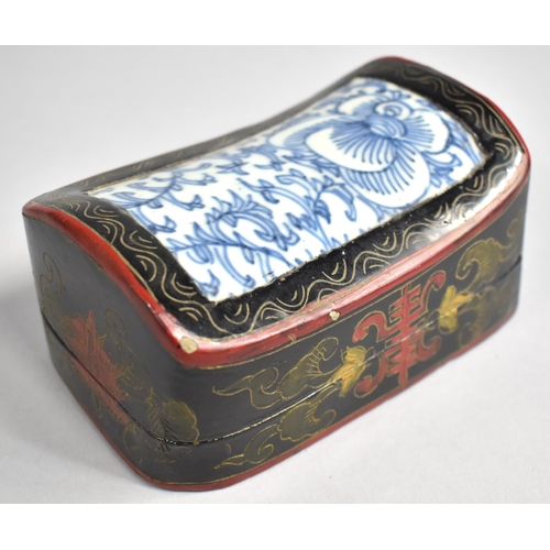 233 - A Late 19th/20th Century Chinese Lacquered Pillow Box with Polychrome Decoration on Black Ground. Th... 