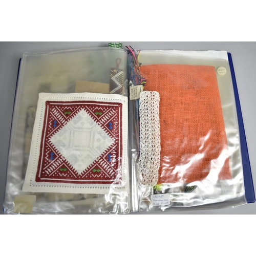 238 - A Folder Containing Various Vintage and Other Textiles and Needlework to Include German Lace, Welsh ... 