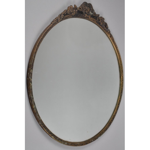 243 - A Circular Framed Wall Mirror with Scrolled Finial, 75cm Diameter