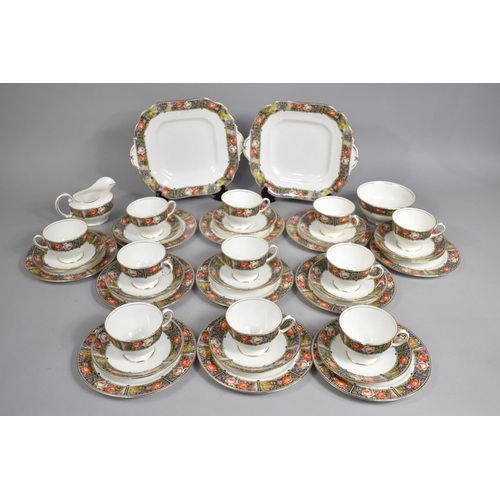 245 - An Early/Mid 20th Century Aynsley Rose Trim Decorated Tea Set to Comprise Eleven Cups, Thirteen Sauc... 