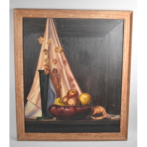 248 - A Framed Oil on Canvas, Still Life with Bowl of Fruit and Vase, Signed G Bennett, Subject 55x65cm