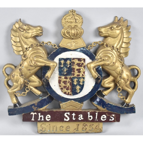 26 - A Cold Painted Bronze Coat of Arms for Camden Town  Stables Market, 30cs Wide and 28cms High