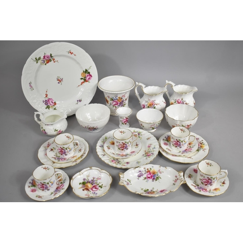 264 - A Collection of Floral Decorated China to Comprise Royal Crown Derby Coffee Cans and Saucers, Sugar ... 