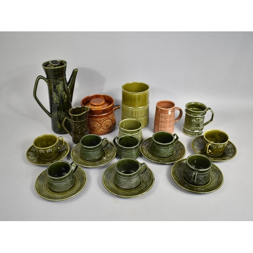 272 - A Collection of Various Green and Treacle Glazed Teawares to Comprise Cups, Saucers, Coffee Pot etc