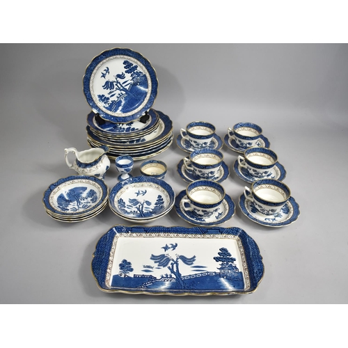 278 - A Booths 'Real Old Willow' Pattern Service to Comprise Six Cups, Saucers, Tray, Jug, Six Large Plate... 