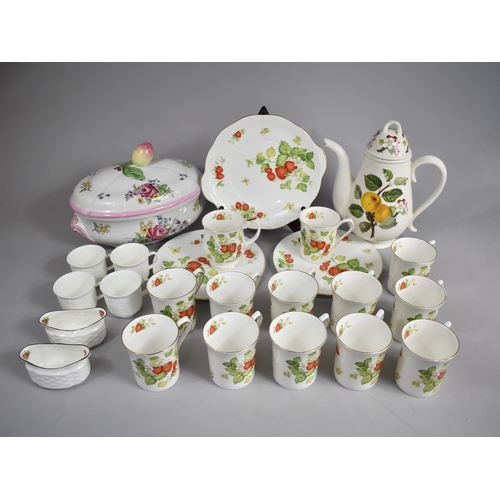 297 - A Collection of Various Strawberry Pattern Teawares to Comprise Mugs, Plates etc Together with a Por... 