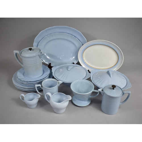 298 - A Collection of Blue Glazed China to Comprise Part Meakin 'Glamour Celeste' Dinnerwares, Melior Pate... 