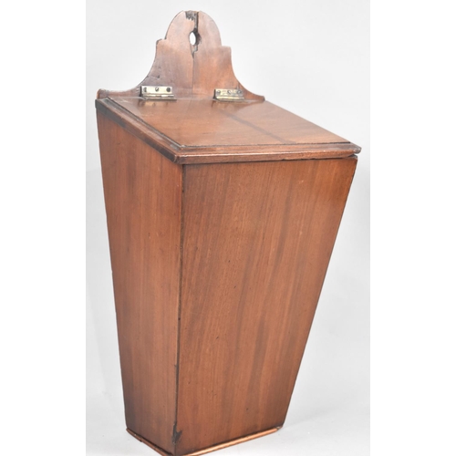 3 - A 19th Century Mahogany Candle Box of Tapering Form with Sloping Hinged Lid, 24cms Wide and 46cms Hi... 