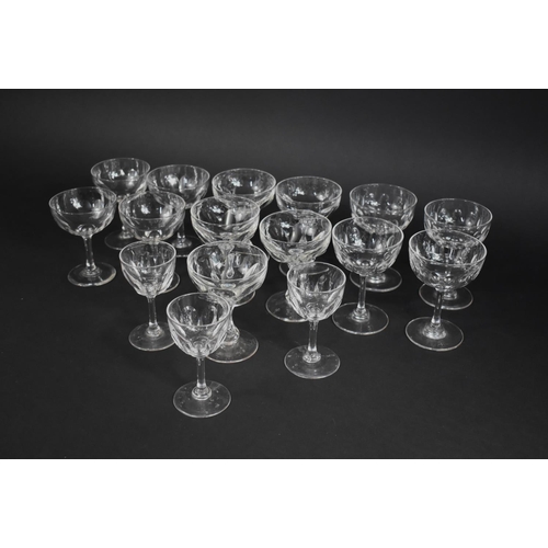 302 - A Collection of Various Couped Drinking Glasses to Comprise Salesian Stemmed Examples