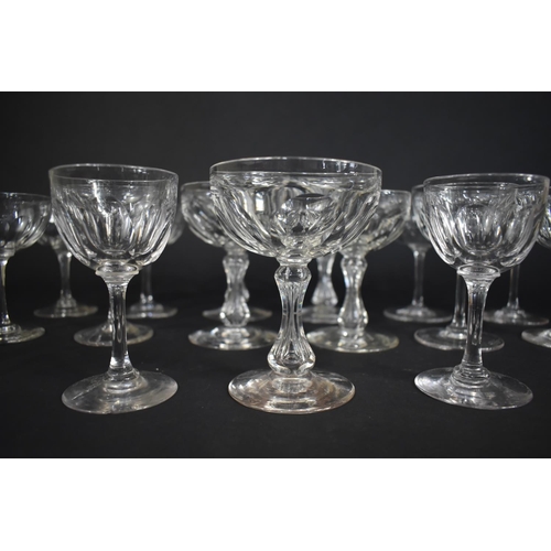 302 - A Collection of Various Couped Drinking Glasses to Comprise Salesian Stemmed Examples