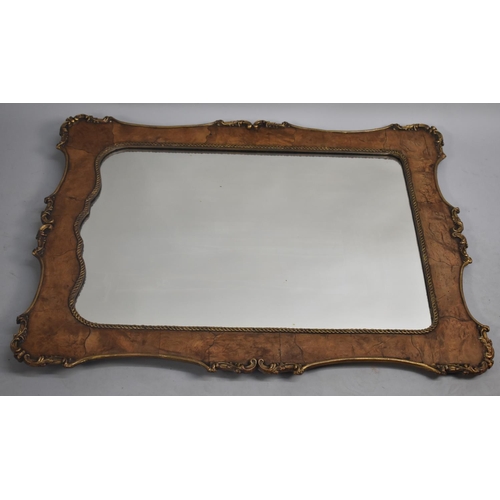 311 - A Nice Quality Burr Walnut and Gilt Edged Rectangular Wall Mirror, 72x92cms