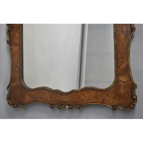 311 - A Nice Quality Burr Walnut and Gilt Edged Rectangular Wall Mirror, 72x92cms