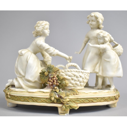 320 - A Continental Bisque Porcelain Figure Group Centre Piece Depicting Children and Basket of Flowers on... 