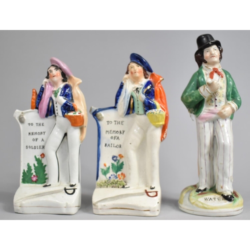 324 - A Twin Sided Staffordshire Style Temperance Figure, Gin and Water, 22cm high Together with a Two of ... 