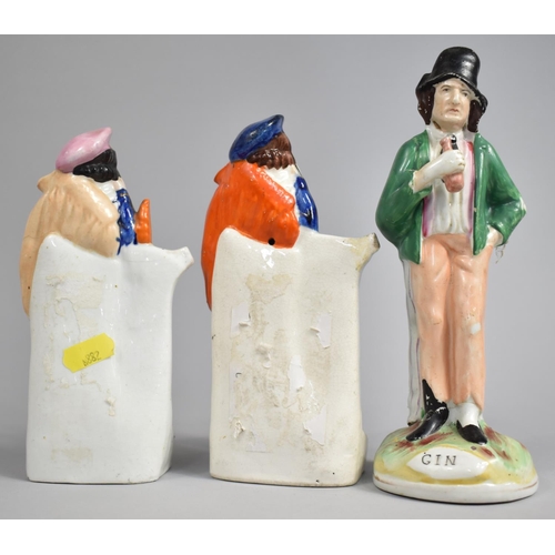 324 - A Twin Sided Staffordshire Style Temperance Figure, Gin and Water, 22cm high Together with a Two of ... 