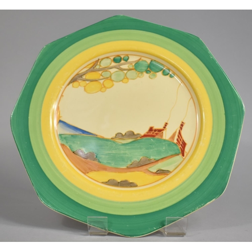 331 - An Art Deco Clarice Cliff Hand Painted Fantasque Bizarre 'Secret' Pattern Octagonal Plate, Coastal S... 