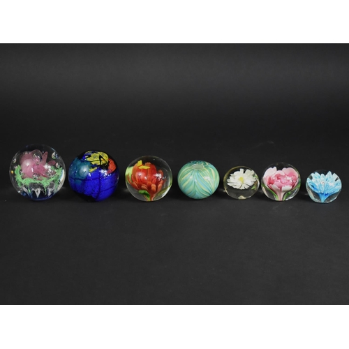 341 - A Collection of Various Glass Paperweights to Include Large Examples etc