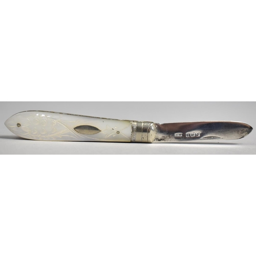 343 - A Silver Bladed and Mother Pearl Handled Fruit Knife by William Needham