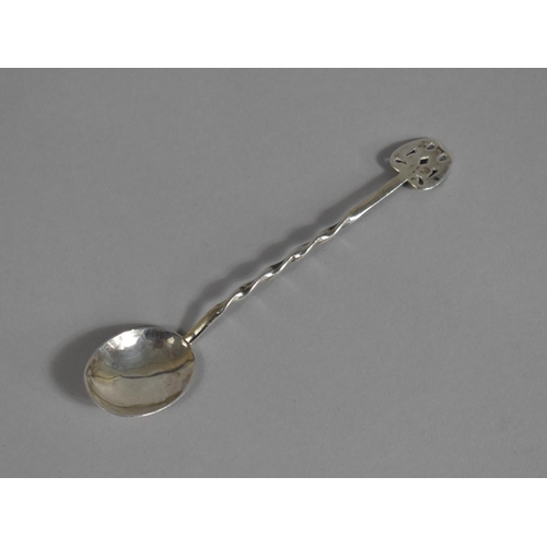 344 - A Silver Spoon with Twisted Handle and Pierced Finial, Hallmarked Rubbed