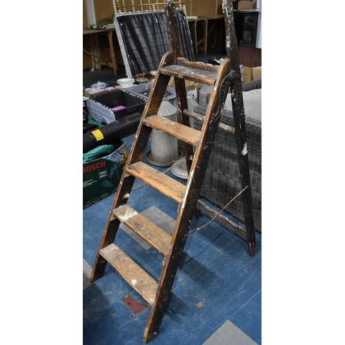 347 - A Vintage Wooden Decorators Five Step Step Ladder 'Simplex Ladder'