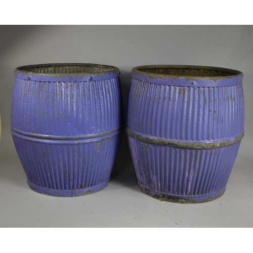 350 - A Pair of Galvanised Iron and Painted Dolly Tubs (One with Base AF) 50cms High