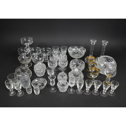 370 - A Collection of Various Cut Glass to comprise Sherries, Liqueurs, Bowls Etc